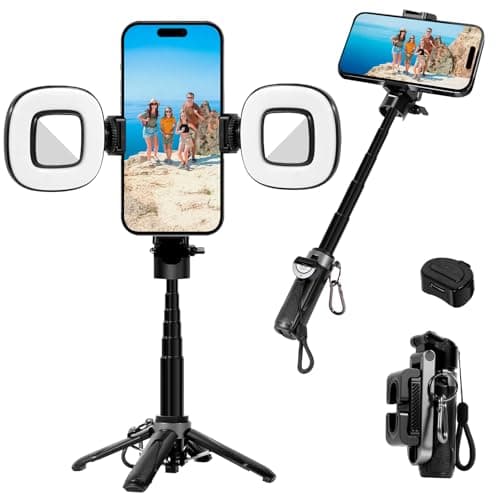 3-in-1 Mini Tripod, Selfie Stick for iPhone, Tripod for iPhone with Remote Control, Lightweight Travel Tripods for Selfie Video Recording, Compatible with 4-7 Inch iOS/Android Phones - Image 1