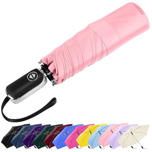 Lejorain Automatic Folding Umbrella Compact - Slim Flat Portable Mini Pocket Umbrellas Sturdy Durable Big Umbrella for Rain and Wind - Image 1