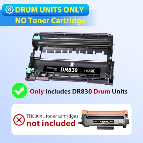 ZIPRINT DR830 DR-830 Drum 2 Pack Compatible Replacement for Brother tn830xl dr830 dr-830 Drum Unit for HL-L2460DW DCP-L2640DW HL-L2405W MFC-L2820DW MFC-L2900DW HL-L2480DW Printer - Thumbnail 2