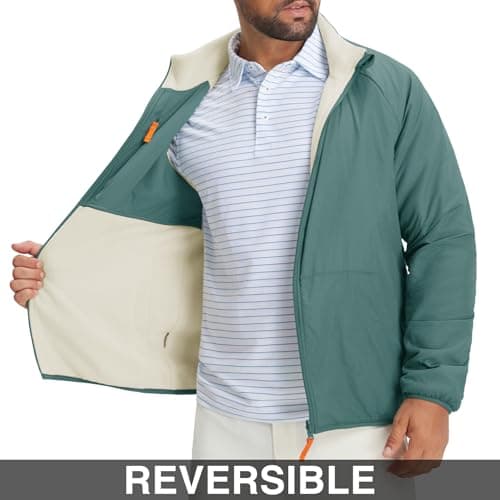 M MAELREG Men's Reversible Fleece Lined Jacket Full Zip Golf Jacket Winter Lightweight Softshell Coat Outerwear - Thumbnail 3