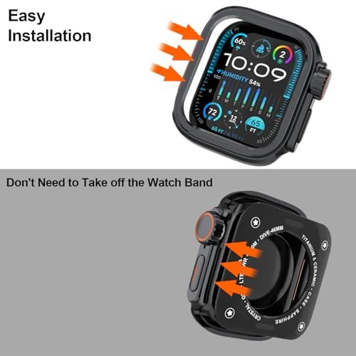 SDOCEBF Aluminum Alloy Case for Apple Watch SE 3/2/1, Series 6/5/4 44mm, Rugged Metal Bumper with Ceramic Back Cover, Shockproof Protective Case for iWatch 44mm, Titanium Gray - Thumbnail 6