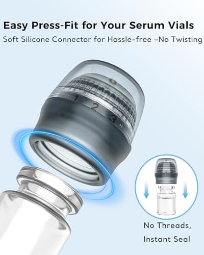 Micro Infusion Needles System Serum Applicator for Face Skin Care, 0.25mm Titanium Microneedling Derma Roller Stamp with 2 Replacement Heads for Women & Men (Serum is Not Included) - Thumbnail 4