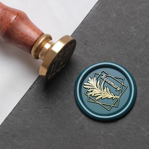 VSECUON Letter W Wax Seal Stamp Rosemary Initial Wax Seal Kit, 2pcs Value Pack with Vintage Rosewood Handle Decorative Gift for Wedding Art Invitations Christmas - Thumbnail 2