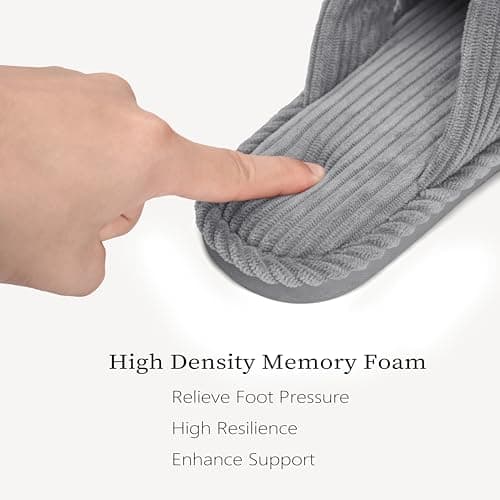 IPSAE House Slippers for Woman Memory Foam Open Toe Slippers Corduroy Cross Bow Womens Slipper Slides Comfy Indoor Bedroom Slip On Shoes - Thumbnail 4