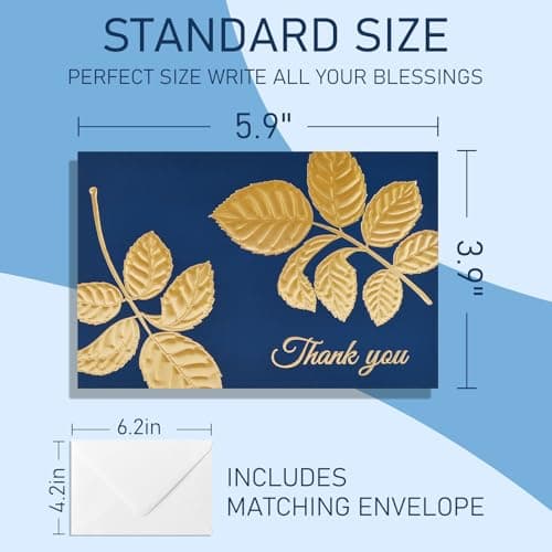 24 Pack Thank You Cards with Envelopes, Elegant Professional Raised Gold & Silver Foil, 4 Designs, Pefect for for Weddings, Teacher Appreciation, Graduation, Small Business Gifts, Holiday & Christmas Thank You Notes - Thumbnail 2