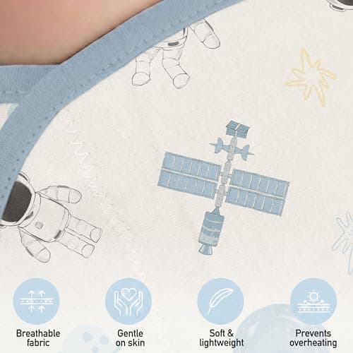 GLLQUEN BABY 3-Pack Baby Swaddle Sack for Newborns 0-3 Months, Adjustable Swaddle Wrap to Prevent Startle Reflex, Soft Breathable Sleep Sack for Boys & Girls, Space & Moon Pattern, Baby Essentials - Thumbnail 4
