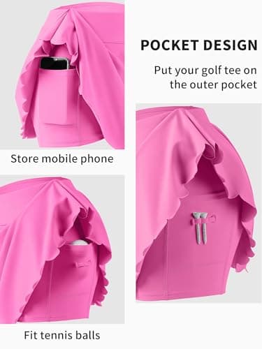 ATTRACO Hot Pink Tennis Outfits Scalloped Golf Dress Tennis Skirt Set for Women with Pockets M - Thumbnail 6