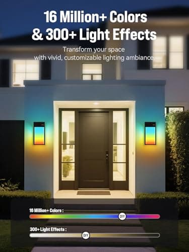 OIYN Smart Outdoor Wall Light, RGBWW LED Porch Light with 30 Scene Modes, 1500LM, IP65 Waterproof, DIY Color-Changing Wall Lamp for Garden, Patio, Christmas and Holiday Decorations – 1 Pack - Thumbnail 2
