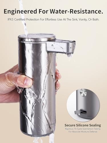 Automatic Liquid Soap Dispenser Touchless: Stainless Steel Hand Soap Dispenser Auto - Free Touch Electric Soap Dispenser Rechargeable with Sensor for Kitchen, Bathroom, Commercial (Silver) - Thumbnail 6
