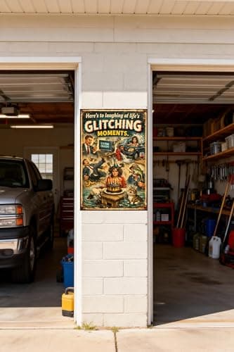 Here's To Laughing At Life's Glitching Moments Metal Tin Sign Funny Retro Humor Poster System Crash Birthday Cake Cat Coffee Disaster 8x12 Inch Iron Art Plaque - Thumbnail 2