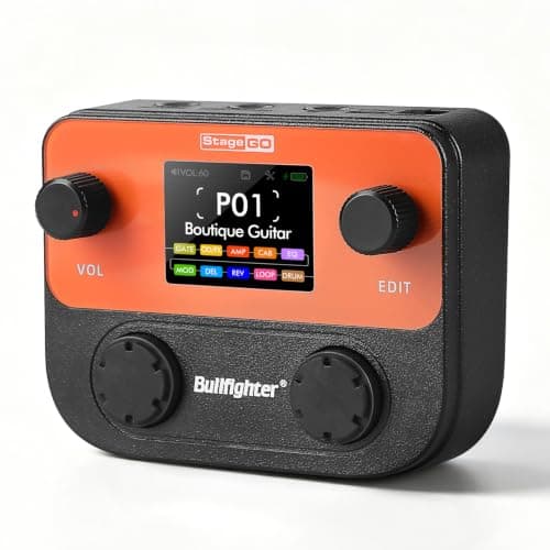 Bullfighter Multi Effects Guitar Pedal Pocket,125 Effects,99 Presets,10 Effect Modules,90s Looper,100 Drum Patterns, 20 IR/NAM Slots,USB Audio/OTG,Rechargeable for Electric Guitar and Bass