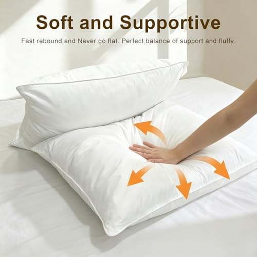 WQSPRING Goose Down Pillows Standard Size Set of 2 with 750 Fill Power, Hotel Quality Bed Pillows for Sleeping - Medium Firm Feather Pillows Ideal for Side, Back, Stomach Sleepers - Thumbnail 5