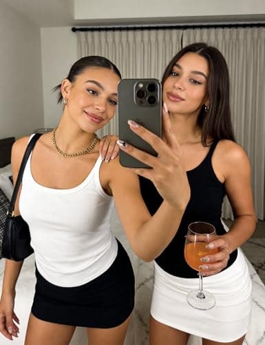 Totatuit Woman 3 Pack Camisole Ribbed Tank Tops Square Neck Fitted Layer Undershirts Tanks & Camis for Workout Yoga (Black, White, Grey) Small - Thumbnail 5