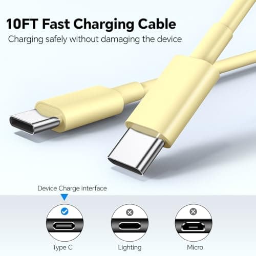 CXEVGBN Phone Chager Fast Charging, 2Pack 10FT 20W USB C Charger Block, Fast Charging Cord, Compatible with Phone17/17 Plus/16 Plus/16 Pro/16 Max/Phone 15/15 Max/Pad Pro - Purple and Yellow - Thumbnail 5