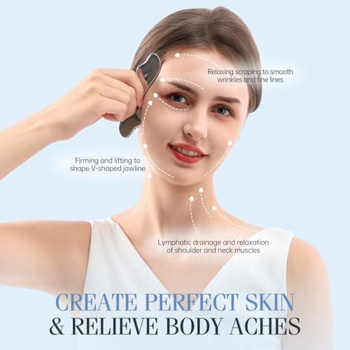 ANPODE 2Pcs Gua Sha Facial Tools Set,Guasha Massage Tool for Face&Body, Manual Massage Tool for Lymphatic Drainage &Jawline Sculpting & Puffiness Reducing,Gua Sha Muscle Scraper Tool,Skin-Care Tool - Thumbnail 6
