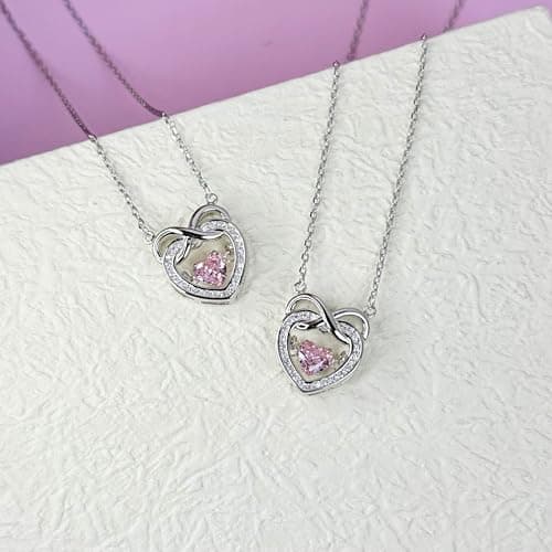 CERGISE Pink Heart Necklace Infinity Chain Jewelry for Women - Thumbnail 6