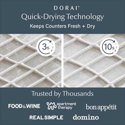Dorai Home Collapsible Dish Drying Rack and Stone Pad – Foldable Rack with Instant - Dry Stone Mat – Space-Saving Dish Drainer for Kitchen Counter -19.9" x 15.2" (Sandstone) - Thumbnail 2