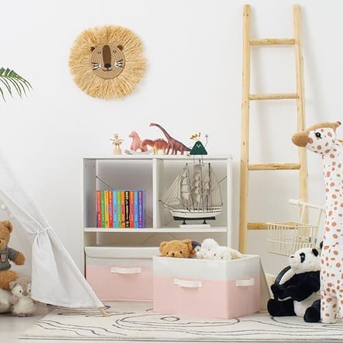 GRANNY SAYS Storage Baskets with Lids, Decorative Storage Boxes, Clothes Storage Bins for Closet, Foldable Storage Organizers, Pink, 2-Pack - Thumbnail 4