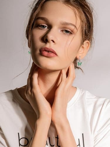 Bestyle Flying Butterfly Earrings for Women - Sterling Silver Green Emerald Earrinmg Emerald Birthtone Animal Butterflies Dangle Earring Crystal Birthday Mothers' Day Jewelry Gifts - Thumbnail 5