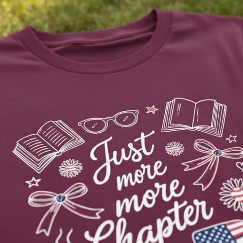 Women's 4th of July Patriotic Shirts Just One More Chapter Book Lover T-Shirt American Flag Reading Tee Summer Tops - Thumbnail 6