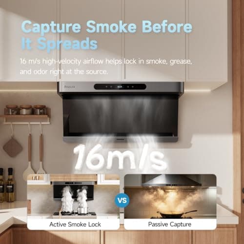 Arspura F1 16m/s Wall Mount Range Hood 30 Inch Non Make-Up Air Needed - Thumbnail 2