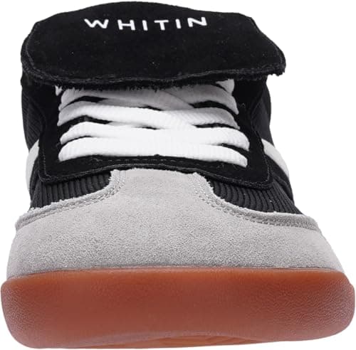 WHITIN Casual Barefoot Shoes for Women Wide Toe Box Zero Drop Sole Sneakers Walking Size 10.5 10.5W Gym Suede Fitness Black 42 - Thumbnail 3