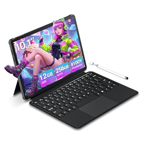 Tunhail 10.1 inch 2 in 1 Laptop 12 GB DDR3 256GB SSD, M3-8100Y Processor (up to 3.40GHz), 800 * 1280 Touch Display, Wifi5, Bluetooth 5.0, HDMI*1, Type C Full Function, Backlit Keyboard, Win11,Laptop - Image 1
