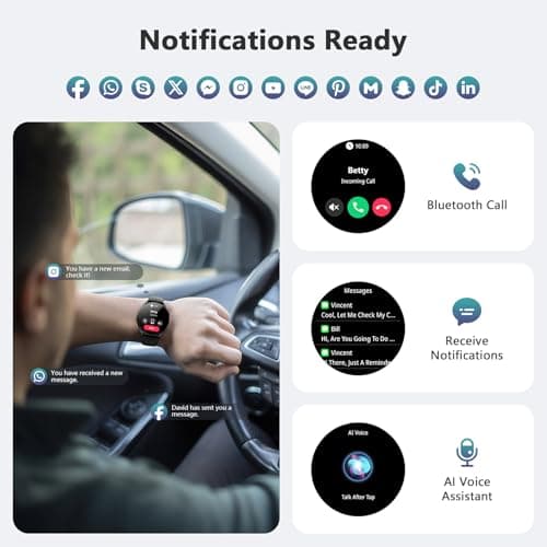 Blackview Smart Watch for Women Men (Make/Answer Calls),1.43''AMOLED Touchscreen Fitness Tracker with 100+ Sports Modes, Heart Rate/SpO2/Sleep Monitor/2 Straps, Smartwatch for iPhone & Android - Thumbnail 3