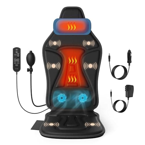 comrelax Massage Seat Cushion with Heat, Adjustable Neck Support, Breathable Lumbar Comfort, Gentle Vibration Back Massager for Office & Home Chair, Relaxation Gift - Image 1