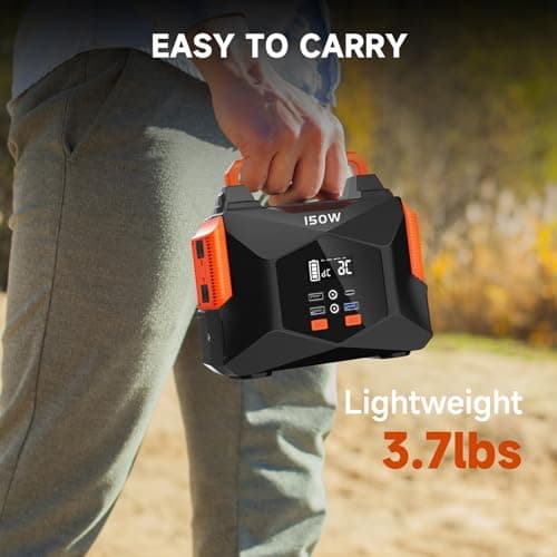 Portable Power Station for Camping, 150w 146wh Portable Generator for Home Use Indoor Outdoor Generator with AC Outlet Large Power Bank for Laptop Travel Emergency CPAP Survival Backup Apartment - Red - Thumbnail 3