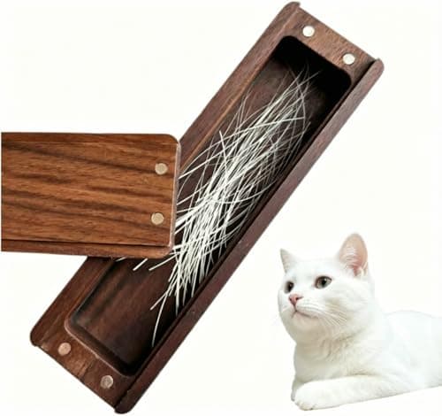 DegoCython Pet Cat whiskers Beard Hair Collection Commemorative Storage magnet Walnut Solid Wood Box, 5.3 x 1.6x 1.2 Inches - Image 1