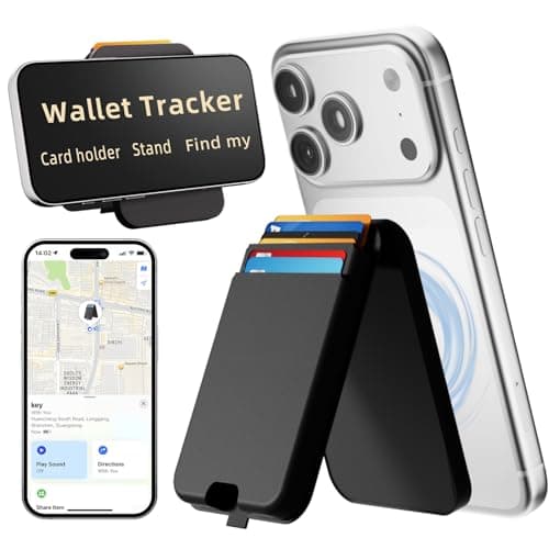 NavmmSenn for Magsafe Wallet Find My with Tracker, RFID Blocking Magnetic Wallet for iPhone 17/16/15/14/13/12 Series, 6 Cards Holder, Adjustable Stand, Rechargeable Mag Safe Wallet for Minimalist Men
