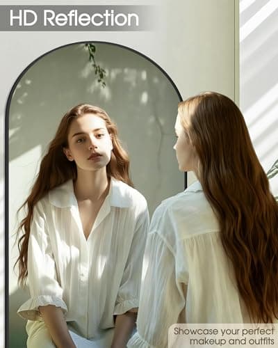 CQHVKQ 76"× 34" Full Length Mirror with Stand Large Arched Floor Mirror Full Length Oversized Full Body Mirror for Bedroom Living Room and Walk-in Closet（Black） - Thumbnail 2