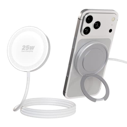 Magnetic Wireless iPhone Charger Fast Phone Charger with Kickstand, 6FT 25W Fast Phone Charging Pad Wireless Magnetic Charge for iPhone 17/17Air/16 Pro Max/16 Plus/15 Pro Max/AirPods3/2/Pro White - Image 1