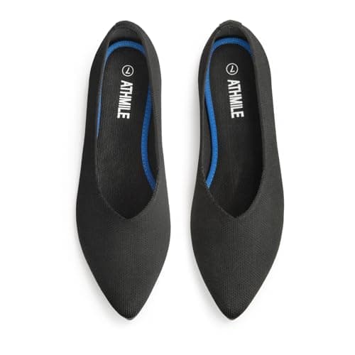 ATHMILE Pointed Toe Flats for Women Dressy Bronze Work Shoes Business Casul Knit Ballet Flats Slip on Office Ladies Comforttable Dress - Image 1