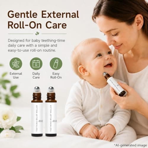 Teething Roller for Babies, Chamomile Baby Roll-On for Teething-Time Daily Care, Easy-Glide Rollerball Applicator, Portable Baby Care Roller 10ML 2 Pack - Thumbnail 3