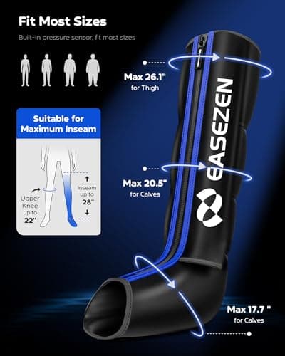 EaseZen Leg Compression Massager for Circulation and Pain Relief, Leg Recovery Compression System for Fast Recovery of Foot, Calf and Thigh, Relieve Edema, Reduce Muscle Fatigue - Thumbnail 5