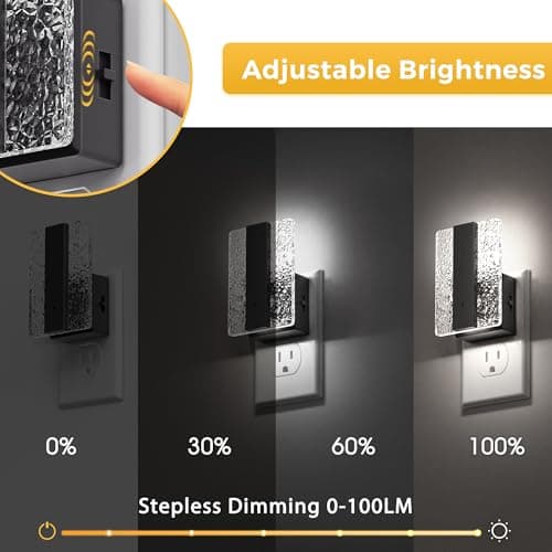L LOHAS LED Night Lights Plug Into Wall, 2 Pack Night Light with Dusk-to-Dawn Sensor, Dimmable Decorative LED Nightlights, 0-100LM 5000K Adjustable Brightness for Bathroom, Hallway, Bedroom,Stairway - Thumbnail 3