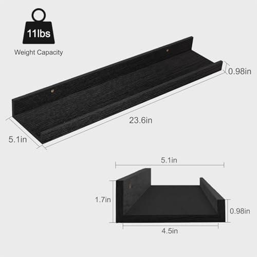 Modcraft 24 Inch White Floating Shelves with Lip, Wall Mounted Picture Ledge, Versatile Wood Wall Shelf for Kitchen Bathroom Living Room, Display Shelf for Photos Books Spice, Set of 2 - Thumbnail 3
