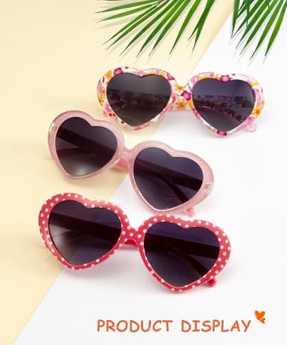 QALLY Kids Sunglasses Polarized Heart-Sunglasses: Toddler girls Sun Glasses with UV Protection for Youth Child 3Pack Age 3-12 - Thumbnail 5
