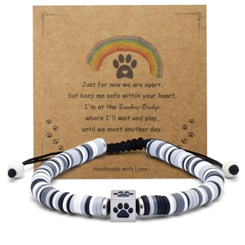 COSOWO Dog Memorial Bracelet – Adjustable Pet Keepsake with Paw & Heart Charm, Sympathy & Remembrance Gift for Dog Loss, Cat & Pet Bereavement, Black - Image 1