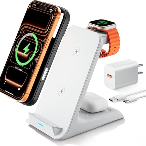 Eazpower Wireless Charger for Thick Cases of 10MM/Otterbox/Heavy Duty, 3 in 1 Charging Dock for iPhone 17 16 15 14 Pro Max, Phone Stand Charging Station for Multiple Devices for Apple Watch/AirPods - Image 1