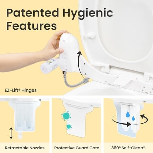 WHIFT 185 Bidet Dual Nozzle, Built-In Deodorizing Spray, Non-Electric Bidet Attachment For Toilet Seat, Easy Slide-In Install, Cold Water, Rear & Feminine Wash, LUXE Bidet (White) - Thumbnail 5