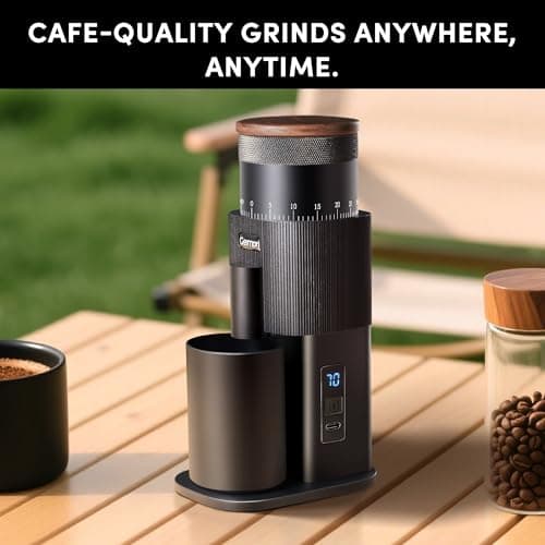 Portable Electric Burr Coffee Grinder,Wirsh Geimori T38 with 3600mAh Battery& Stepless Adjustment for Espresso,Pour Over,French Press, Single Dose, Fast USB-C Charging,Travel & Home Use,Black - Thumbnail 3