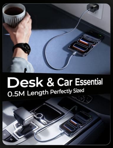 LISEN 240W Short USB C Cable, USB C to USB C Cable for iPhone 17 16 15 Pro Max iPad MacBook Pro Samsung S25, 1.6FT/2 Pack/Midnight - Thumbnail 2
