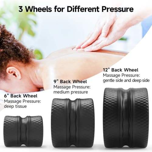 FitBeast Back Roller - Deep Tissue Massage Wheel, Yoga Wheel & Back Stretcher for Pain Relief (6''+9''+12'', Black) - Thumbnail 6