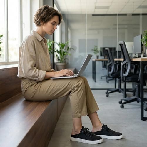 STQ Womens Slip on Sneakers Business Casual Shoes Women Tennis Shoe Orthopedic Travel Work Office Plantar Fasciitis Daily Wear Lightweight Comfortable Black Size 9 - Thumbnail 2