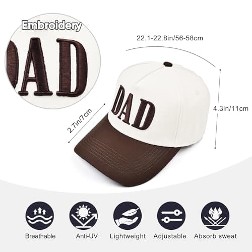 KIDHABE Dad Trucker Hats for Men, Embroidered Baseball Cap, Fathers Day Birthday Gifts from Daughter Son, New Dad Gifts Fathers Brown - Thumbnail 3