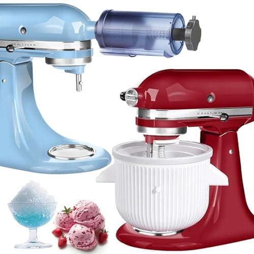 Ice Cream Maker & Shaved Ice Attachment for Kitchen aid Mixer, Kitchenaid Accessories Set Includes Shaved Ice Machine with 8 Ice Molds and Ice Cream Gelato Maker for 4.5 Qt & Larger Stand Mixers - Image 1