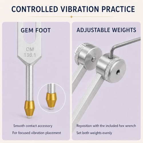 Tuning Forks for Healing Set – 128Hz 136.1Hz 256Hz 384Hz Weighted & Unweighted Sound Healing Tuning Forks for Chakra Balancing, Meditation, Yoga & Relaxation with Activator, Gem Feet & Storage Pouch - Thumbnail 5